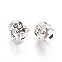 Antique Silver Tibetan Style Alloy Beads, Cadmium Free & Nickel Free & Lead Free, Buddha, Antique Silver, 10x10x9mm, Hole: 2mm