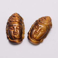 Œil De Tigre Classer un pendentif à l'oeil tigre naturel, Bouddha, 42x23~24x11~14mm, Trou: 1mm