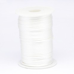 White Polyester Cord, Satin Rattail Cord, for Beading Jewelry Making, Chinese Knotting, White, 2mm, about 100yards/roll