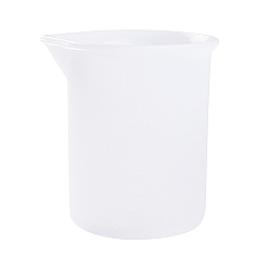 White 100ml Measuring Cup Silicone Glue Tools, White, 49~63x70mm, Capacity: 100ml(3.38 fl. oz)