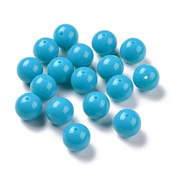 Dodger Blue Fluorescence Chunky Acrylic Beads, Round, Dodger Blue, 20mm, Hole: 2~3mm, about 105pcs/500g