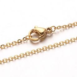 Golden Vacuum Plating 304 Stainless Steel Cable Chain Necklaces, with Lobster Claw Clasps, Golden, 19.7 inch(50cm)