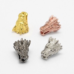 Couleur Mélangete Dragons perles en alliage de tête, couleur mixte, 15x12.5x12mm, Trou: 2mm