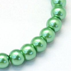 Medium Sea Green Baking Painted Glass Pearl Bead Strands, Pearlized, Round, Medium Sea Green, 3~4mm, Hole: 0.5mm, about 195pcs/strand, 23.6 inch