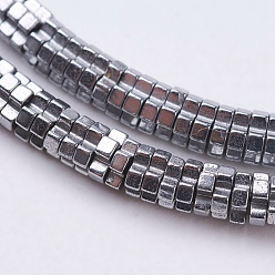 Platinum Plated Electroplate Non-magnetic Synthetic Hematite Bead Strands, Cross, Platinum Plated, 3x3x1mm, Hole: 1mm, about 407pcs/strand, 15.7 inch