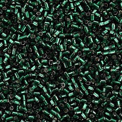 Темно-Зеленый Стеклярус, серебряная линия, темно-зеленый, 1.8~2.2x1.8~2 мм, отверстие : 0.8~0.9 мм, Около 15000 шт / фунт