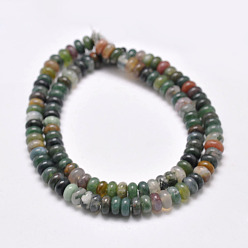 Dark Green Natural Indian Agate Beads Strands, Rondelle, Dark Green, 6x4mm, Hole: 1mm, about 95~96pcs/strand, 15.1 inch