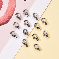 Gunmetal Zinc Alloy Lobster Claw Clasps, Cadmium Free & Nickel Free & Lead Free, Gunmetal, 12x6mm, Hole: 1.2mm, 100pcs/Box