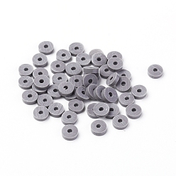 Slate Gray Eco-Friendly Handmade Polymer Clay Beads, Disc/Flat Round, Heishi Beads, Slate Gray, 4x1mm, Hole: 1mm, about 380~400pcs/strand, 17.7 inch