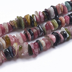 Tourmaline Natural Tourmaline Beads Strands, Chip, 11~17x9~11x2~4mm, Hole: 0.9mm, about 124pcs/strand, 15.75 inch(40cm)