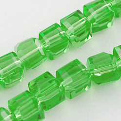Lime Green Glass Bead Strands, Faceted, Cube, Lime Green, 6x6x6mm, Hole: 1mm, about 100pcs/strand, 22 inch