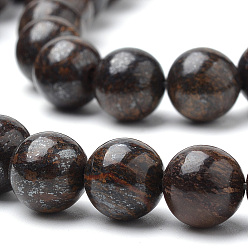 Bronzite Natural Bronzite Beads Strands, Round, 8mm, Hole: 1mm, about 50pcs/strand, 15.7 inch
