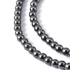 Non-magnetic Hematite Non-Magnetic Synthetic Hematite Beads Strands, Round, 4mm, Hole: 1mm, about 102pcs/strand