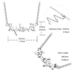 Platinum SHEGRACE 925 Sterling Silver Pendant Necklaces, with Cable Chains, Word , Platinum, 15 inch(38cm)
