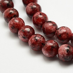 Mixed Color Natural Larvikite Beads Strands, Dyed & Heated, Round, Mixed Color, 6mm, Hole: 1mm, about 62pcs/strand, 15.3 inch(39cm)