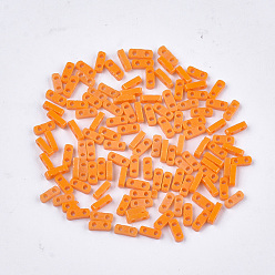 Оранжевый 2 бисер матовый стеклянный непрозрачный, прямоугольные, оранжевые, 4.5~5x2x1~1.5 мм, отверстие : 0.5~0.8 мм