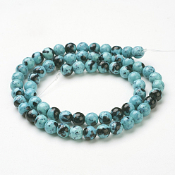 Sky Blue Synthetic Ocean White Jade Bead Strands, Dyed, Round, Sky Blue, 8mm, Hole: 1mm, about 48pcs/strand, 15.7 inch(400mm)