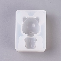 White Silicone Molds, Resin Casting Molds, For UV Resin, Epoxy Resin Jewelry Making, Bear, White, 72x54x29mm