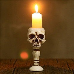 WhiteSmoke Resin Candle Holders, Display Decorations, Halloween Skull, WhiteSmoke, 150x75x65mm