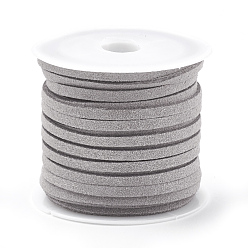 Light Grey Faux Suede Cord, Faux Suede Lace, Light Grey, 3x1.5mm, about 5.46 yards(5m)/roll, 25rolls/bag