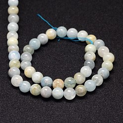 Aigue-marine Aigue-marine naturelle brins de perles, ronde, 6mm, Trou: 1mm, Environ 64 pcs/chapelet, 15.7 pouce