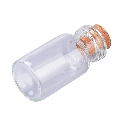 Clear Glass Bottles, with Cork Stopper, Wishing Bottle, Bead Containers, Clear, 1.55x3.1cm