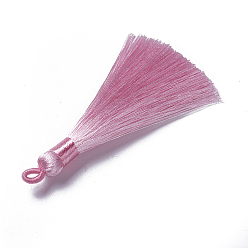 Pink Полиэстер кисточкой подвески, розовые, 78~82x8 мм, отверстие : 2~4 мм