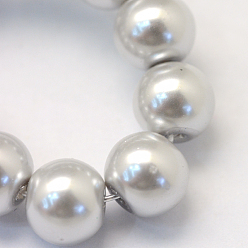 Light Grey Baking Painted Glass Pearl Bead Strands, Pearlized, Round, Light Grey, 5~6mm, Hole: 1mm, about 186pcs/strand, 31.4 inch