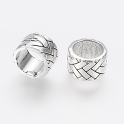 Antique Silver Tibetan Style Alloy Beads, Large Hole Beads, Column, Antique Silver, 13x8mm, Hole: 10mm