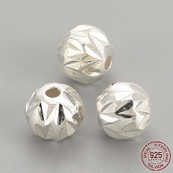 Silver 925 Sterling Silver Beads, Fancy Cut Round, Silver, 6mm, Hole: 1mm
