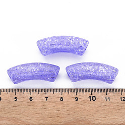 Lilac Transparent Crackle Acrylic Beads, Curved Tube, Lilac, 35x11.5x13.5mm, Hole: 3.5mm, about 148pcs/500g