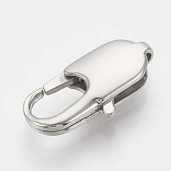 Stainless Steel Color 304 Stainless Steel Lobster Claw Clasps, Oval, Stainless Steel Color, 16x8x4mm, Hole: 1mm