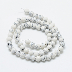 Howlite Synthetic Howlite Beads Strands, Round, 6mm, Hole: 1mm, about 67pcs/strand, 14.96 inch