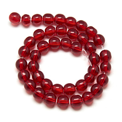 Crimson Glass Beads Strands, Round, Red, about 4mm in diameter, hole: 0.5mm, about 80pcs/strand, 13 inch