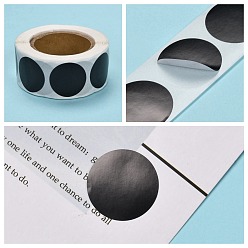 Black Self-Adhesive Blank Paper Gift Tag Stickers, Adhesive Labels, for Festive, Hoilday, Wedding Presents, Black, Sticker: 25mm, about 500pcs/roll