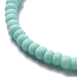 Pale Turquoise Handmade Frosted Porcelain Beads, Flat Round, Pale Turquoise, 4x3mm, Hole: 0.8mm, about 134pcs/strand, 15.55 inch(39.5cm)