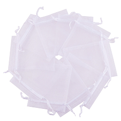 White Organza Bags, Rectangle, White, about 10cm wide, 15cm long