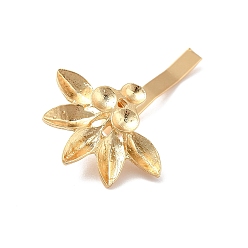 Light Gold Alloy Hair Findings, Pony Hook, Ponytail Decoration Accessories, with Tary, Flower, Light Gold, 41.5x28x11mm, Tary: 8.5x4mm
