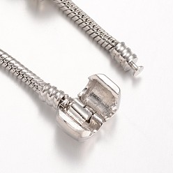 Aquamarine Alloy Rhinestone Bead European Bracelets, with Glass Beads and Brass Chain, Aquamarine, 190mm