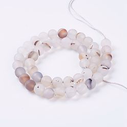 Natural Agate Natural Agate Beads Strands, Frosted, Round, 8mm, Hole: 1mm, about 47pcs/strand, 15.1 inch
