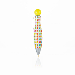 Yellow Plastic Diamond Painting Point Drill Pen, with Clip, Diamond Painting Tools, Polka Dot Pattern, Yellow, 100x20mm