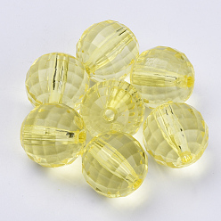Yellow Transparent Acrylic Beads, Faceted, Round, Yellow, 8x8mm, Hole: 1.5mm, about 1770pcs/500g