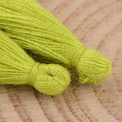 Yellow Green Cotton Thread Tassel Pendant Decorations, Yellow Green, 25~31x5mm, about 39~47pcs/bag