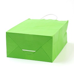 Pelouse Verte Sacs en papier kraft de couleur pure, sacs-cadeaux, sacs à provisions, avec poignées en ficelle de papier, rectangle, pelouse verte, 27x21x11 cm