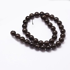 Coconut Brown Natural Obsidian Beads Strands, Grade AAA, Round, Coconut Brown, 8mm, Hole: 1mm, about 49pcs/strand, 15.7 inch
