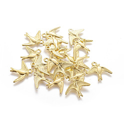 Golden Alloy Pendants, Bird, Lead Free and Cadmium Free, Golden, 17.5x22.5x1.5mm, Hole: 2mm