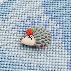Gray Hedgehog Plastic Diamond Painting Magnet Cover Holder, for DIY Diamond Painting Colored Art, Platinum, Gray, 24x30x10mm