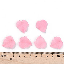 Hot Pink Autumn Theme Transparent Frosted Acrylic Pendants, Maple Leaf, Hot Pink, 24x22.5x3mm, Hole: 1mm, about 962pcs/500g