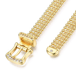 Doré  Bracelet de chaînes de bracelet de montre en zircone cubique claire, bijoux en laiton pour femmes, or, 3-1/2 pouce (9 cm)