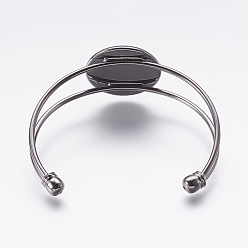 Bronze Création de bangle en laiton, base de bracelet vide, avec plateau rond plat, gris anthracite, 60mm, Plateau: 25 mm